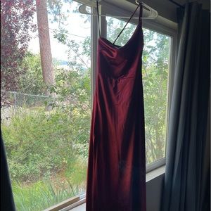 Burgundy formal dress. one shoulder